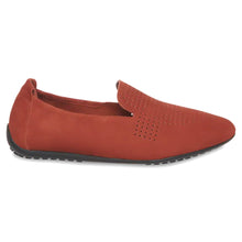 Load image into Gallery viewer, Cayenne Orange With Black Sole Fanhoo Perforated Nubuck Loafer Side View
