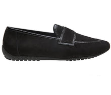 Load image into Gallery viewer, Black Arche Women&#39;s Fannhy Nubuck With Patent Leather Trim Slip On Moccasin Loafer Side View
