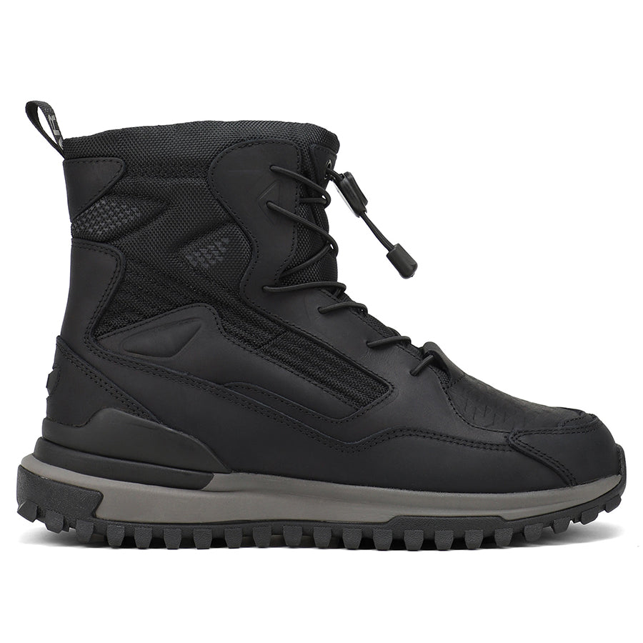 Black With Grey Pajar Men's Waterproof Leather And Nylon Zippered Winter Ankle Boot