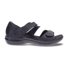 Load image into Gallery viewer, Black Revere Women&#39;s Geneva Leather Closed Heel Double Strap Sandal Flat Side View
