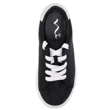 Load image into Gallery viewer, Black With White Nina Doll Girl&#39;s Gigee Microsuede With Rhinestones Casual Sneaker Sizes 13 and 1 to 6 Top View
