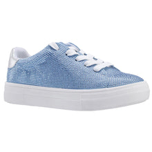 Load image into Gallery viewer, Light Blue With White Nina Doll Girl&#39;s Gigee Microsuede With Rhinestones Casual Sneaker Sizes 13 and 1 to 6 Profile View
