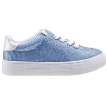 Load image into Gallery viewer, Light Blue With White Nina Doll Girl&#39;s Gigee Microsuede With Rhinestones Casual Sneaker Sizes 13 and 1 to 6 Side View
