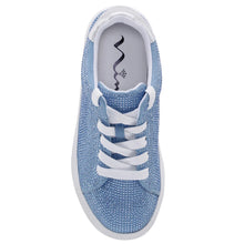 Load image into Gallery viewer, Light Blue With White Nina Doll Girl&#39;s Gigee Microsuede With Rhinestones Casual Sneaker Sizes 13 and 1 to 6 Top View
