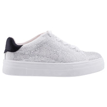 Load image into Gallery viewer, White With Black Nina Doll Girl&#39;s Gigee Microsuede With Rhinestones Casual Sneaker Sizes 13 and 1 to 6 Side View
