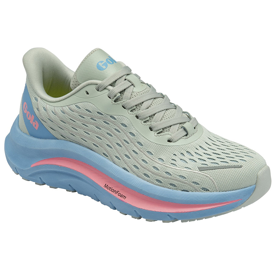 Green With Blue And Pink Gola Women's Alzir Speed Mesh Running Sneaker Profile View