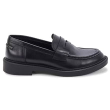 Load image into Gallery viewer, Black Blondo Women&#39;s Halo Waterproof Leather Penny Loafer Side View
