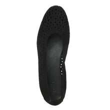 Load image into Gallery viewer, Noir Black Arche Women&#39;s Lilly Perforated Nubuck Ballet Flat Top View
