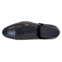 Load image into Gallery viewer, Black GBrown Men&#39;s Luke 100 Leather Dress Monk Strapp Cap Toe Shoe Top View
