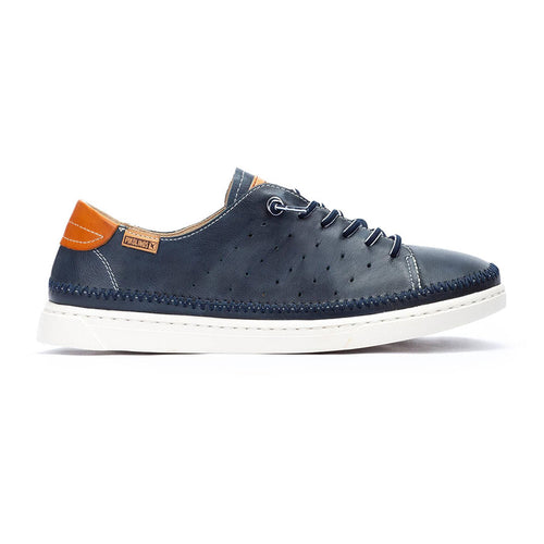 Blue With Tan And White Sole Pikolinos Men's Alicante M2U Perforated Leather Casual Sneaker 
