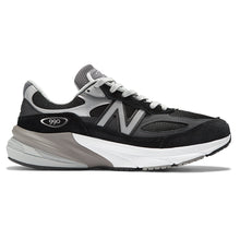 Load image into Gallery viewer, Black With Grey And White New Balance Men&#39;s M990V6 Suede And Mesh Athletic Running Sneaker Side View
