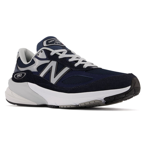 Navy With Grey And White New Balance Men's M990V6 Suede And Mesh Athletic Running Sneaker