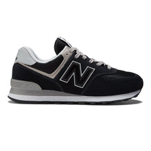 Load image into Gallery viewer, Black With Grey And White New Balance Men&#39;s ML574EVG Suede And Mesh Sneaker Side View
