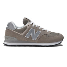 Load image into Gallery viewer, Greyish Brown With Tan And White New Balance Men&#39;s ML574EVG Suede And Mesh Sneaker Side View
