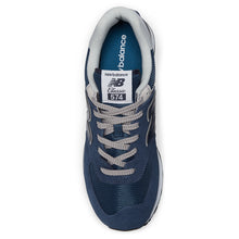 Load image into Gallery viewer, Navy With Grey And White New Balance Men&#39;s ML574EGN Suede And Mesh Sneaker Top View
