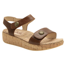 Load image into Gallery viewer, Walnut Brown With Beige Cork Sole Alegria Women&#39;s Marta Leather Sandal Profile View
