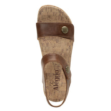Load image into Gallery viewer, Walnut Brown With Beige Cork Sole Alegria Women&#39;s Marta Leather Sandal Top View
