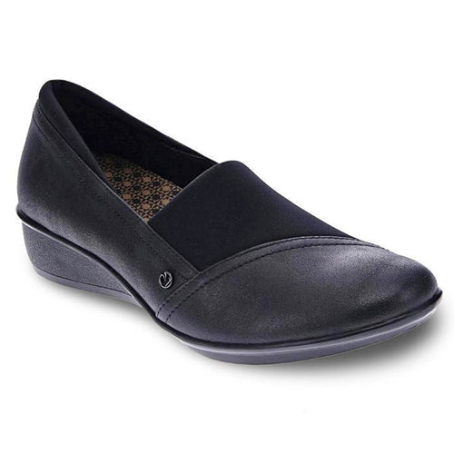 Onyx Black Revere Women's Naples Leather And Stretch Casual Loafer