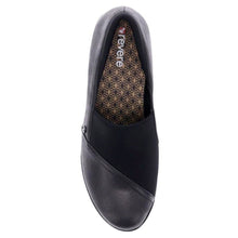 Load image into Gallery viewer, Onyx Black Revere Women&#39;s Naples Leather And Stretch Casual Loafer Top View
