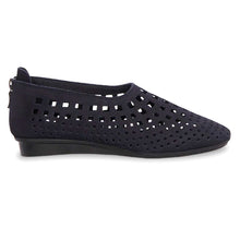 Load image into Gallery viewer, Noir Black Arche Women&#39;s Nirick Perforated Nubuck Slip On Shoe Side View
