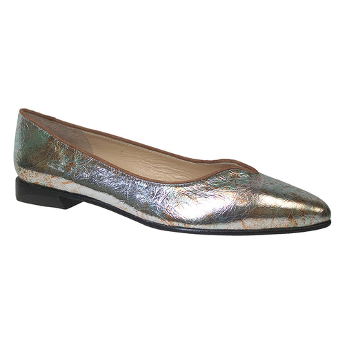Terra Cider Silver And Aqua And Brown Shimmer with Black Sole Brunate Women's Eden Patent Leather Dress Flat