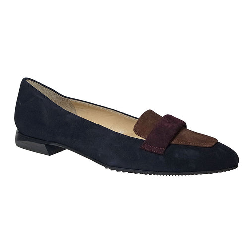 Blue With Chocolate Brown And Purple With Black Sole Brunate Women's Barba Suede Dress Loafer Flat