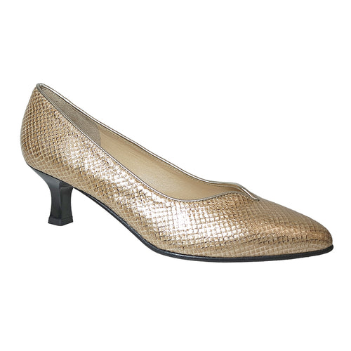 Gold And Platino Silver With Black Sole Brunate Women's Angie Snake Print Patent Leather Dress Pump