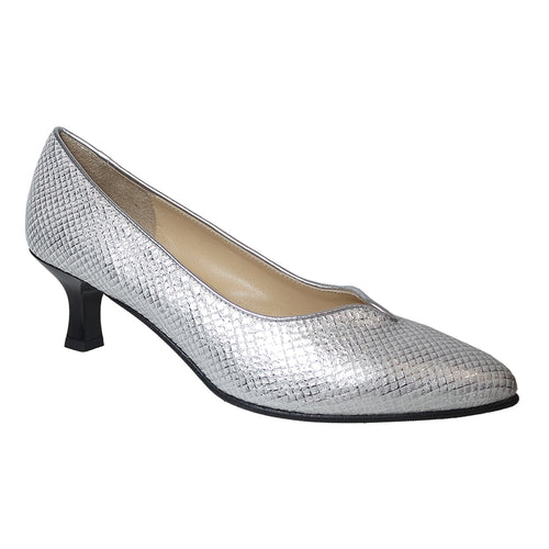 Silver With Black Sole Brunate Women's Angie Snake Print Patent Leather Dress Pump