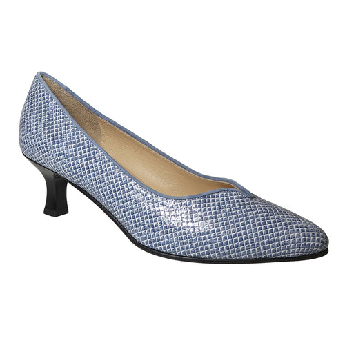 Smoke Blue And White With Black Sole Brunate Women's Angie Snake Print Patent Leather Dress Pump