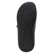 Load image into Gallery viewer, Black Alegria Orb EVA Double Velcro Strap Slide Sandal Sole View
