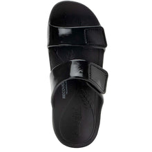Load image into Gallery viewer, Black Alegria Orb EVA Double Velcro Strap Slide Sandal Top View
