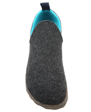 Load image into Gallery viewer, Anthracite Grey With Light Blue Aspotuguesas City Round Toe Wool Slip On Shoe Front View
