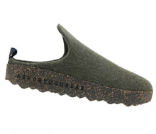 Load image into Gallery viewer, Military Green With Black And Brown Sole Asportuguesas Come023ASP Woolf Felt Slip On Clog Side View
