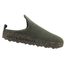 Load image into Gallery viewer, Military Green With Black And Brown Sole Asportuguesas Come023ASP Woolf Felt Slip On Clog Side View
