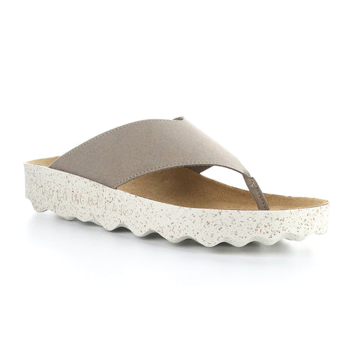 Taupe Greyish Brown With White Sole Asportuguesas Women's Camis223Asp Microfiber Thong Sandal Profile View