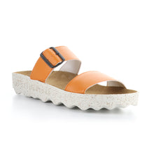 Load image into Gallery viewer, Orange With White Sole Asportuguesas Women&#39;s Coly225Asp Vegan Faux Leather Double Strap Sandal Profile View
