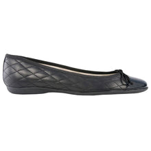 Load image into Gallery viewer, Black French Sole Women&#39;s Passport Quilted Leather And Patent Ballet Flat Side View
