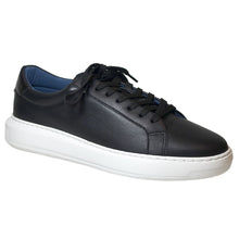 Load image into Gallery viewer, Black With White Sole GBrown Men&#39;s Puff Leather Casual Sneaker Profile View
