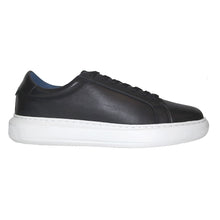 Load image into Gallery viewer, Black With White Sole GBrown Men&#39;s Puff Leather Casual Sneaker Side View
