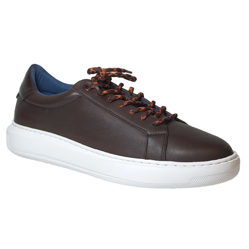 Brown With White Sole GBrown Men's Puff Leather Casual Sneaker
