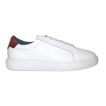 Load image into Gallery viewer, White With Tan GBrown Men&#39;s Puff Leather Casual Sneaker Side View
