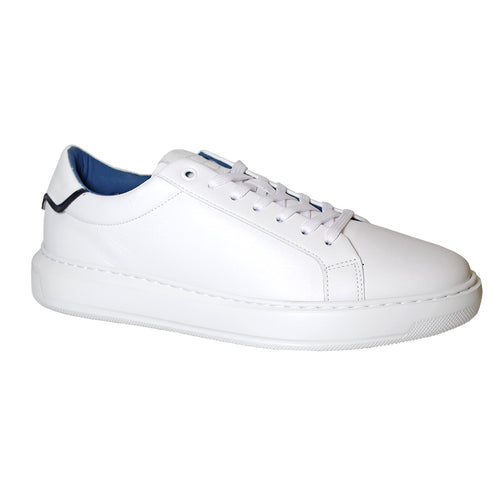 White GBrown Men's Puff Leather Casual Sneaker Profile View