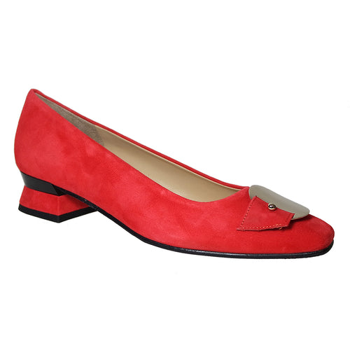 Reina Red With Black Brunate Women's Emmie Suede Dress Pump With Circle Ornament