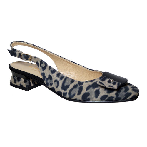 Leopard Print With Black Sole Brunate Women's Esmer Nubuck Slingback Pump Profile View