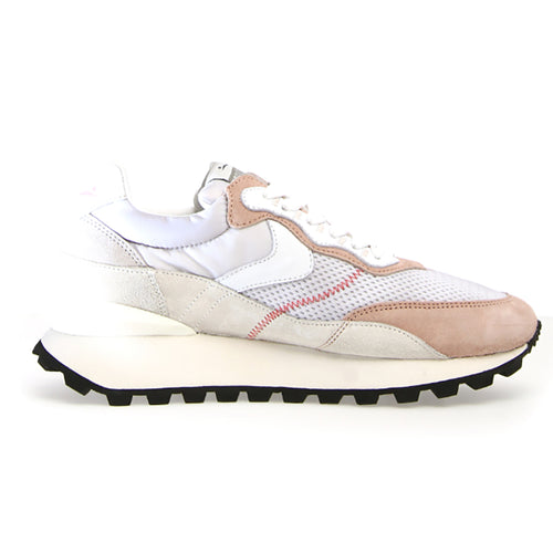 Rose And Grey With White And Black Sole Voile Blanche Women's Qwark Hype Suede & Fabric Sneaker