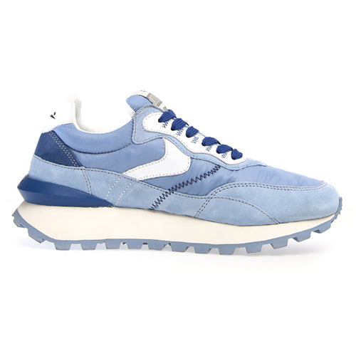 Sky Blue and Dark Blue And White Voile Blanche Women's Qwark Hype Woman Fabric And Suede Running Sneaker