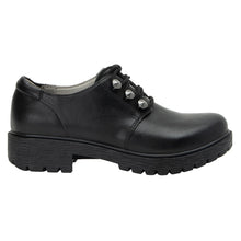 Load image into Gallery viewer, Black Alegria Women&#39;s Resa Vegan Leather Casual Oxford Luxe Lug Sole Side View
