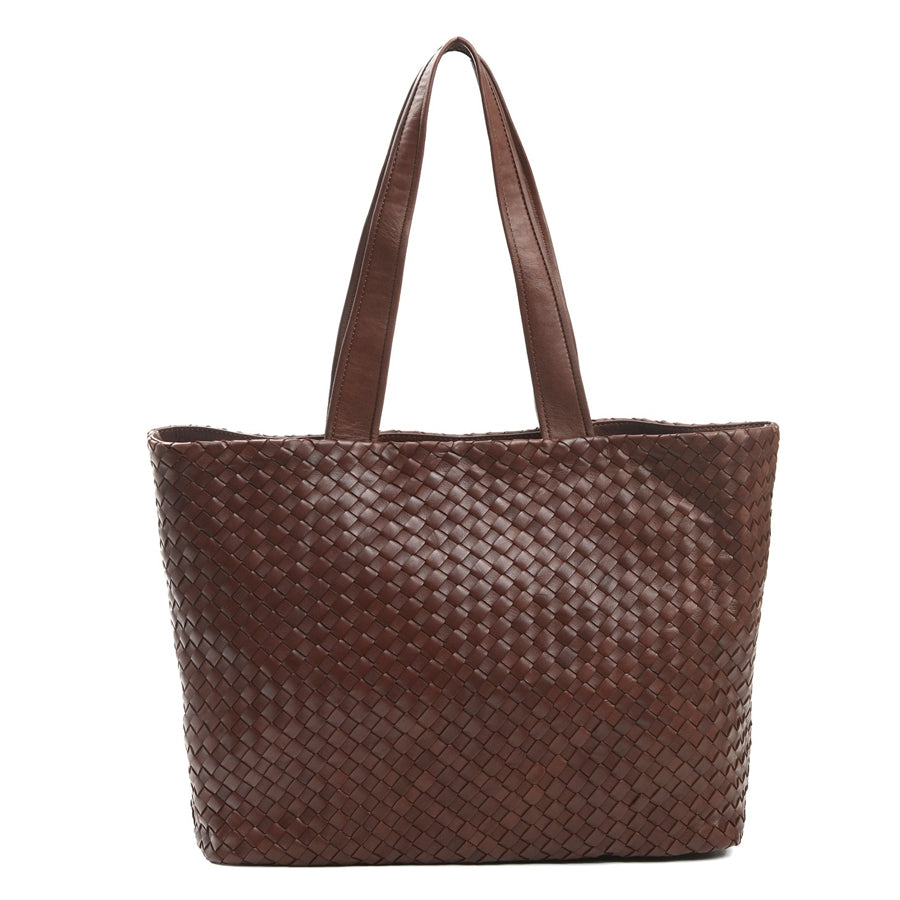 Luggage Brown Robert Zur Women's Rina Woven Leather Tote Bag