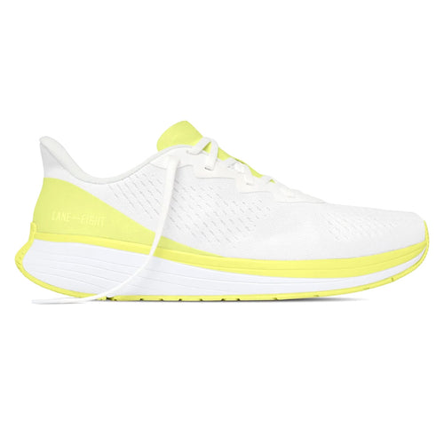 White With Key Lime Yellowish Green Lane Eight Men's Relay Trainer Mesh Running Sneaker Side View