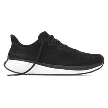 Load image into Gallery viewer, Black With White Lane Eight Men&#39;s Relay Trainer Mesh Running Sneaker Side View
